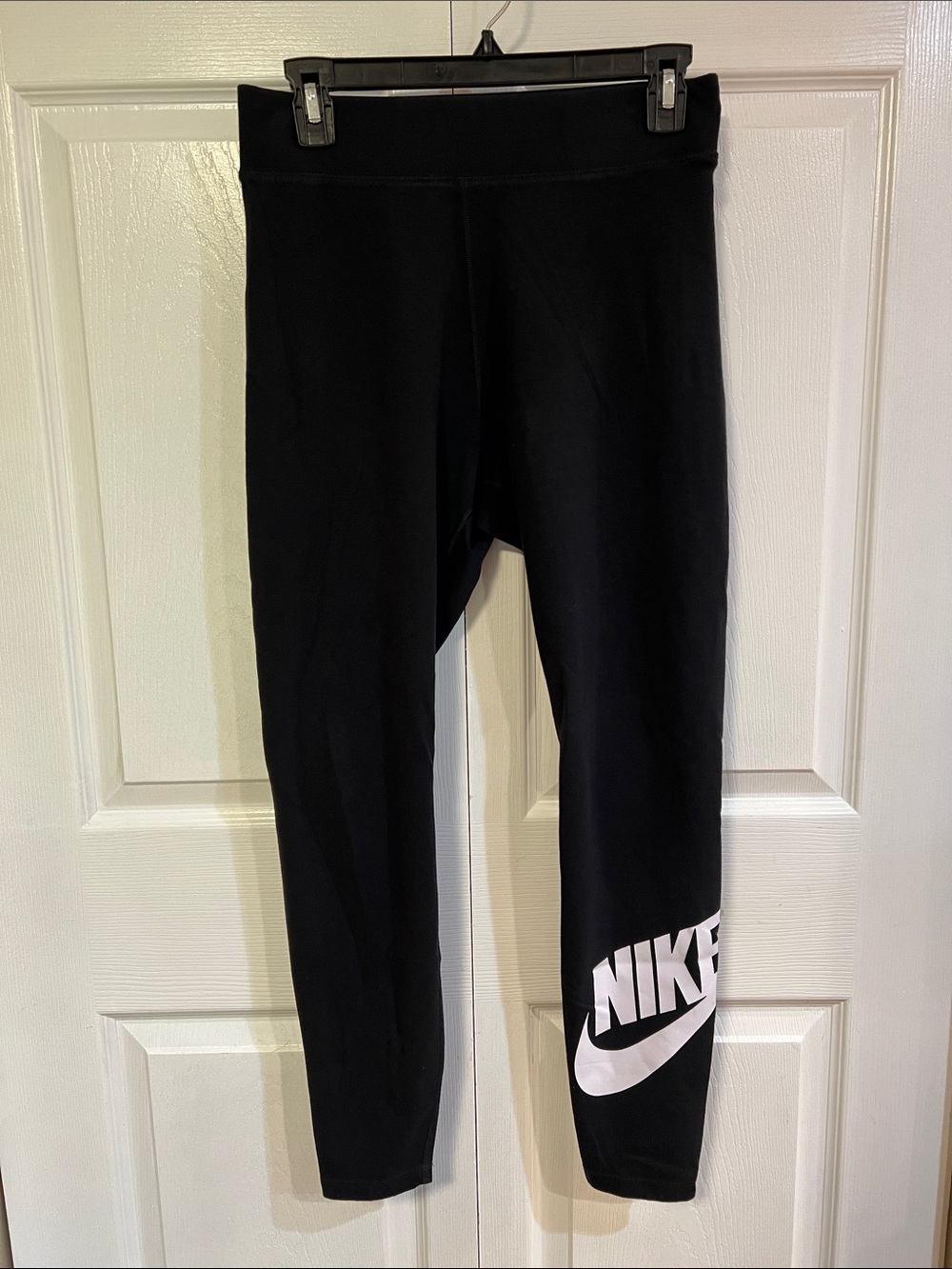 Nike Black Leggings with White Swoosh and Logo